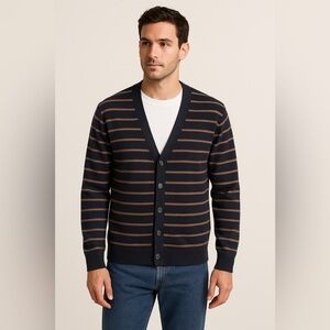 Dartmoor Men’s Striped Cashmere Cardigan Sweater
